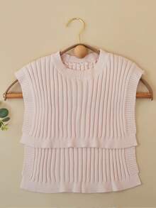 1pc Knitted Shawl Women's Multi-functional Scarf With Detachable Collar - Pink - View 4