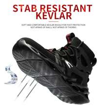 男女时尚防砸防刺穿钢头针织透气工作鞋高帮耐磨适用于休闲和工业工作场所