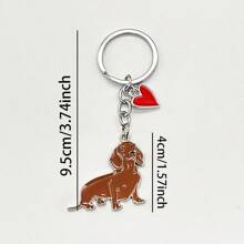 可爱新款棕色腊肠犬钥匙扣情人节情人节礼物纪念品汽车配件包饰学院风哥特式 Y2k 包挂绳带身份证夹汽车配件包饰 - 棕色 - 查看 4