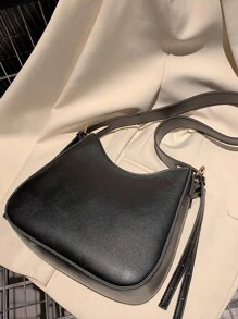 1pc Black Fashionable Simple Shoulder Bag Suitable For Women's Daily Use And Outdoor Activities - Black - View 6