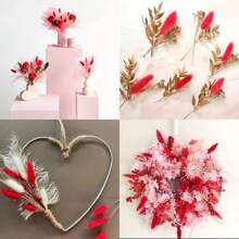 60/120 件兔尾巴干花，红色天然花束，迷你蒲苇散装，适用于家庭、婚礼、餐桌、派对、DIY 工艺品、农舍装饰、餐桌装饰、餐桌摆饰、人造花、塑料花、情人节、礼物 - 紅色 - 查看 7