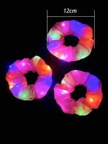 8 件装女士 LED 发光发圈套装，3 种灯光模式，完美适用于音乐会、派对、酒吧和晚宴等场合，多巴胺发圈，休闲马尾辫