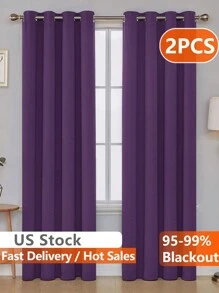 Estelar Textiler 2 Panels Solid Thermal-Insulated Blackout Curtains For Bedroom And Living Room For Protection Against Ultraviolet Rays,