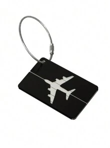 鋁合金金屬板平面防水行李牌附姓名身分證創意吊牌不鏽鋼掛環飛行鋁合金行李箱吊牌行李箱身分證地址夾行李登機證便攜式標籤袋旅行防丟大學生飛行行李男女旅行配件 - 黑色 - 查看 1