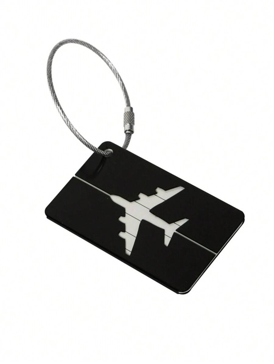 鋁合金金屬板平面防水行李牌附姓名身分證創意吊牌不鏽鋼掛環飛行鋁合金行李箱吊牌行李箱身分證地址夾行李登機證便攜式標籤袋旅行防丟大學生飛行行李男女旅行配件 - 黑色 - 查看 1