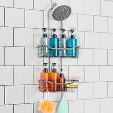 Ducha Canasta, Canasta De Ducha De Longitud Extendida Mejorada Sobre La Regadera Sin Obstaculizar La Cabeza De La Ducha, Organizador De Ducha Resistente A La Corrosión Con Ganchos, Soporte Para Champú Y Jabón, Baño Grande Colgante Canasta De Ducha - Negro - Ver 6