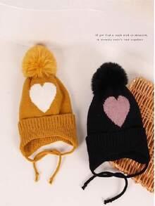 1 Gorro de Bebé tejido de niños, dulce bola, Decoración sin borde Gorra - Negro - Ver 2