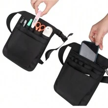 1pc Black Nurse Tool Waist Bag Portable First Aid Medical Supplies Storage Bag, European And American Style