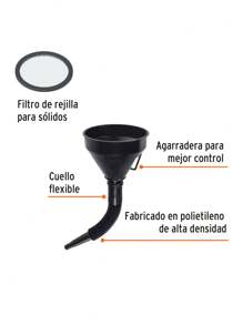 500 Ml Plastic Funnel, Flexible Neck With Filter - 黑色 - 查看 2