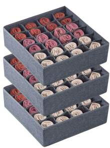 1入組可折疊織物內衣收納,櫥櫃收納立方體帶網紗,適用於襪子,內衣,領帶, - 灰色 - 查看 1