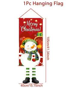 1 Pieza Bandera Colgante De No Tejido Con Tema De Muñeco De Nieve Y Feliz Navidad Para Decorar Puertas De Habitaciones Durante Festividades - Multicolor - Ver 3