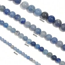 1pc Blue Agate Natural Stone Beads, 4mm/6mm/8mm/10mm - Baby Blue - View 4