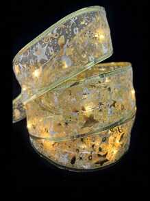 1pc Gold-plated Christmas Tree Shaped Decoration Pendant With Double-layered Ribbon - Gold - View 8