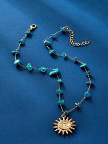 1入組時尚金屬裝飾吊墜項鏈,合適的適合女士至穿戴度假,派對,作為A禮品或者日常