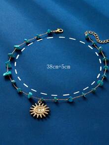 1入組時尚金屬裝飾吊墜項鏈,合適的適合女士至穿戴度假,派對,作為A禮品或者日常