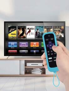 1pc Glow In The Dark Silicone Universal Remote Control Cover For TCL Hisense Roku TV Steaming Stick 4k 4K+ - With Lanyard! - Purple - View 9