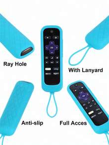 1pc Glow In The Dark Silicone Universal Remote Control Cover For TCL Hisense Roku TV Steaming Stick 4k 4K+ - With Lanyard! - Purple - View 7