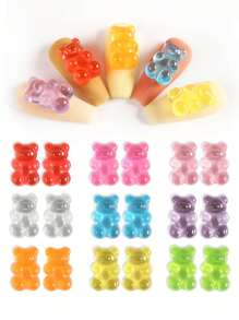 Trang trí móng tay nghệ thuật Gummy Bear, 18 phụ kiện trang trí móng tay DIY hình gấu kẹo dẻo dễ thương biến móng tay của bạn thành kiệt tác phủ kẹo Đá quý làm móng Phụ kiện làm móng - Nhiều màu - Xem 2