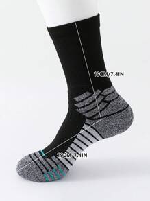 3pairs Men's Toweling Bottom High Tube Training Socks, Basketball Socks