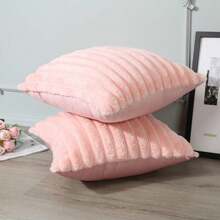 1pc Pink Plush Pillowcase, Square Cushion Cover, Holiday Home Pillow Decor, Soft And Comfortable Fluffy Fabric, Modern Sofa Decoration, Suitable For Home, Bedroom, Dorm Use - Pink - View 5