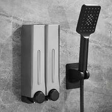 1 件全新黑色手动按压壁挂式皂液器，无需钻孔 - 黑色 - 查看 3