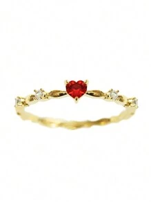 1pc Cubic Zirconia Cute Ring For Teenagers, Suitable For Birthday Party - Yellow Gold - View 4