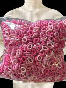 500pcs/Set Elastic Gradient Colorful Towel Hair Ties Casual - Ombre - View 1