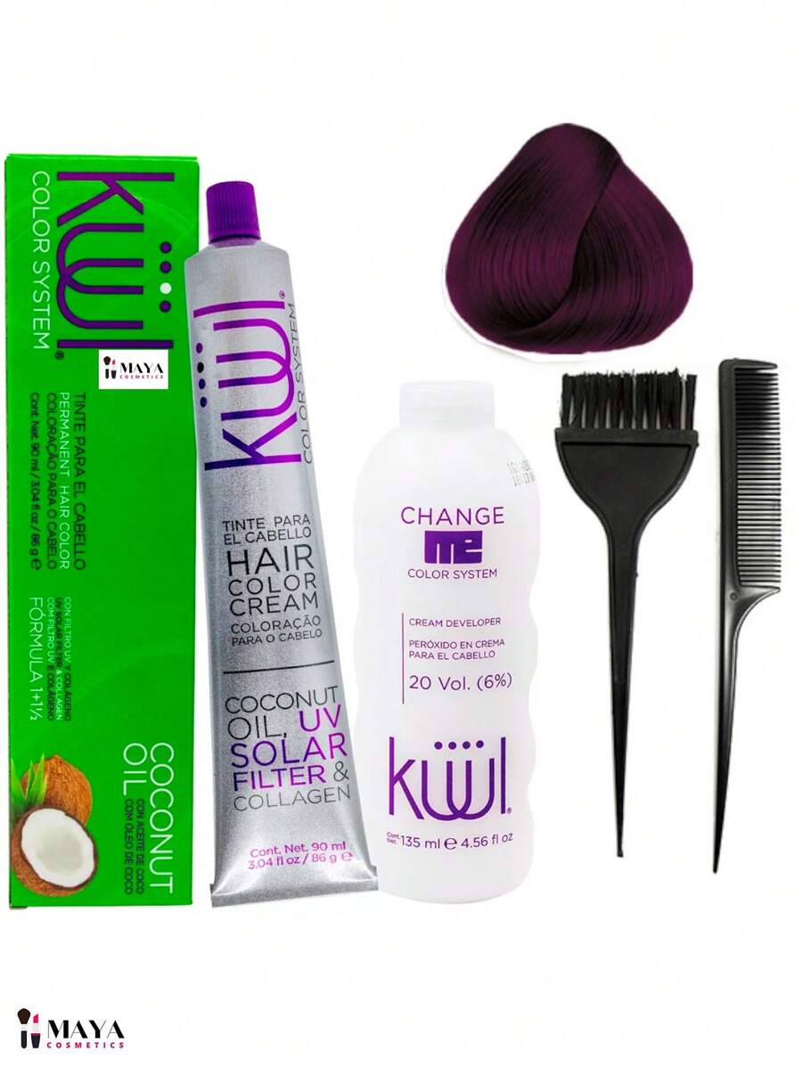 Kuul Hair Dye Kit 90 Ml Natural + Peroxide 20 Vol - 1vNegrovioleta - View 1