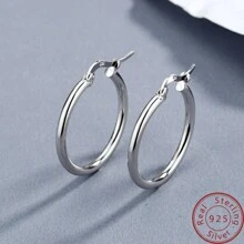 1pair Sterling Silver Classical Hoop Earrings For Women Party Daily Wear Fine Jewelry Gifts