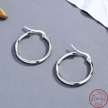 1pair Sterling Silver Classical Hoop Earrings For Women Party Daily Wear Fine Jewelry Gifts