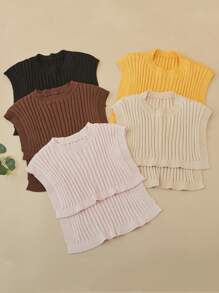 1pc Knitted Shawl Women's Multi-purpose Shawl And False Collar For Work - Black - View 5