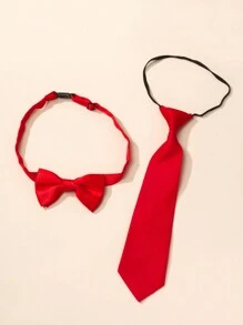 2pcs Kids/Teens Stylish Performance Costume Suit, Red Bow Tie, Formal Dance Recital Graduation Ceremony Decor - Red - View 4