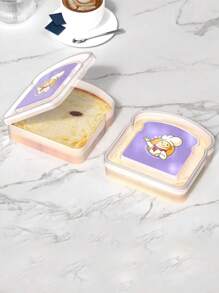 1pc Lunch Box Sandwich Box Bread Box ,Kitchen,Christmas,School Supplies - Purple - View 1