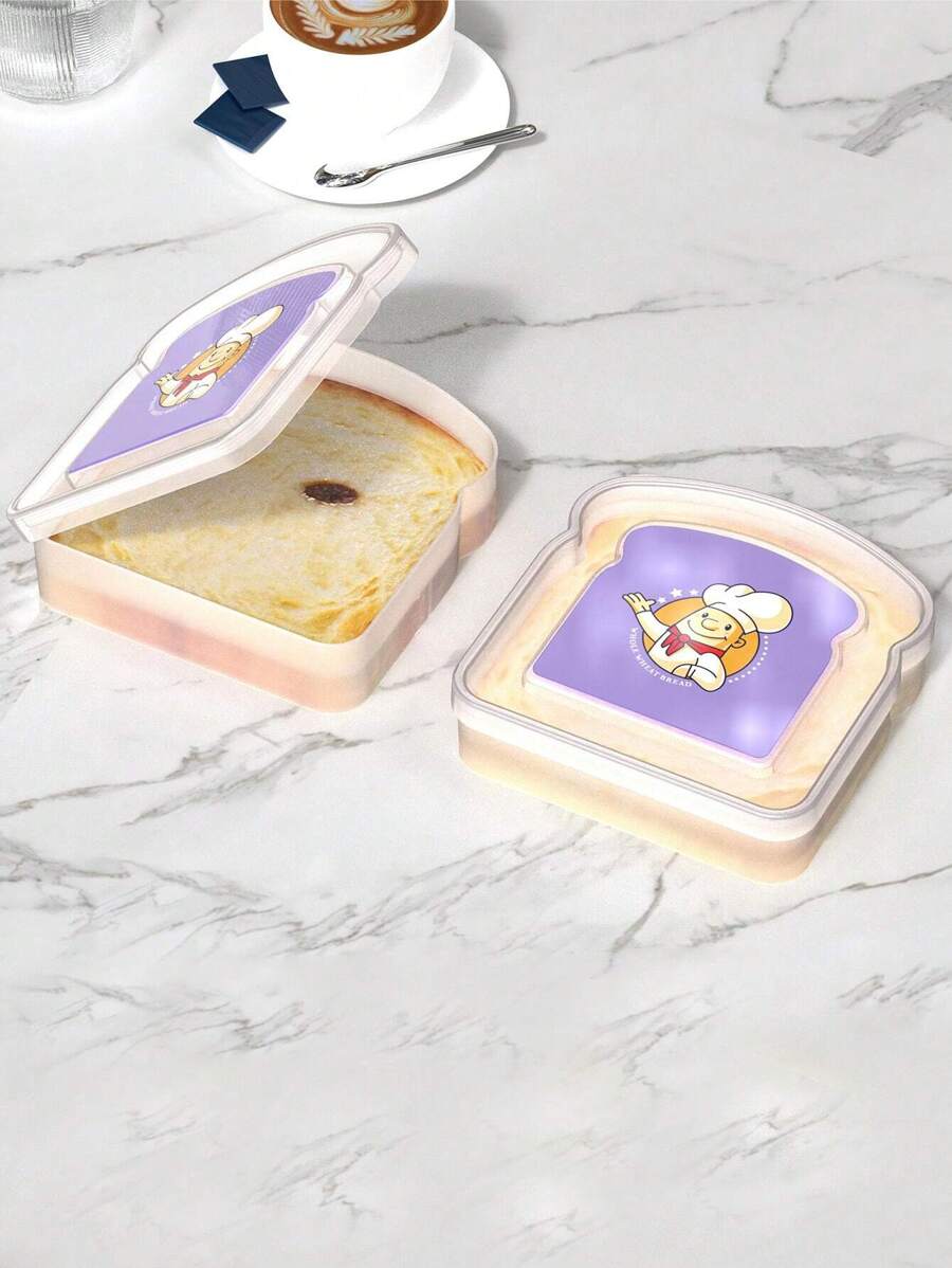 1pc Lunch Box Sandwich Box Bread Box ,Kitchen,Christmas,School Supplies - Purple - View 1