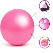 1pc Mini Exercise Pilates Yoga Balls Small Bender For Home Stability Squishy Training Physical Improves Balance With Inflatable Straw 9.8 Inch - Pink - View 9