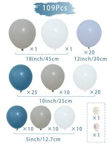 107pcs Retro Sea Blue Matte Gray Balloon Garland Arch+2pcs Glue Chain, Wedding Birthday Party Decorations Balloon Glue Chain, Christmas