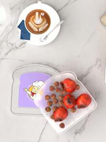 1pc Lunch Box Sandwich Box Bread Box ,Kitchen,Christmas,School Supplies - Purple - View 2