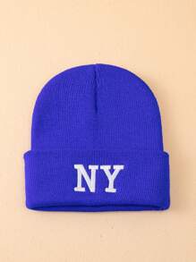 1pc Men's 3d Embroidered Ny Letter Knitted Hat, Suitable For Fall And Winter Outfits Casual - Royal Blue - View 3