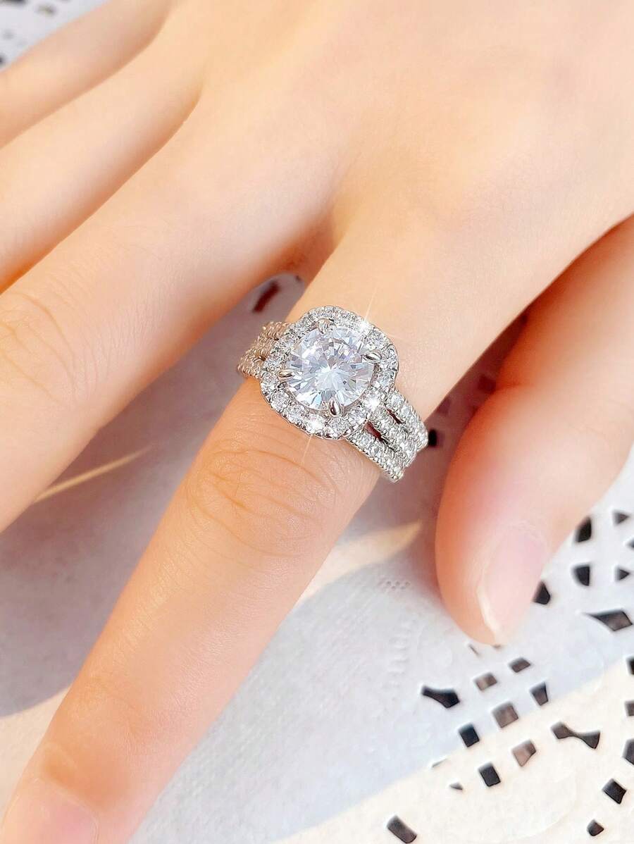 CVNANA 水鑽裝飾戒指 - 銀色 - 查看 1