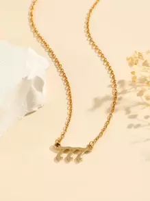 1 件簡約風格不銹鋼 777 號碼吊墜項鍊,金色,送給她的禮物 - 金色 - 查看 5