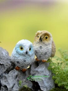 4入組苔蘚迷你景觀創意裝飾,長羽毛裝飾貓頭鷹露出腳部 - 彩色 - 查看 5