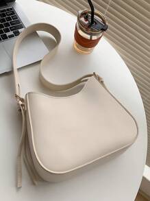 1pc Fashionable Simple Style Shoulder Bag Suitable For Women's Daily Use And Outdoor Activities - Beige - View 1