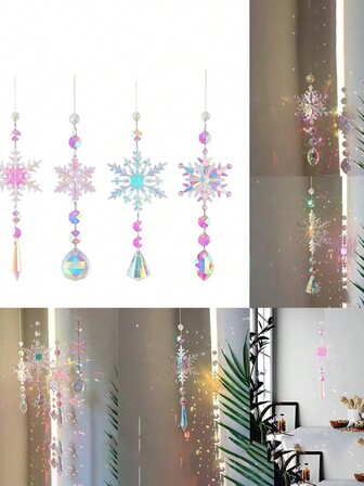 1 pieza Navidad copo de nieve cristal Luz colgante , árbol colgante cristal adorno , fiesta Decoración para casa