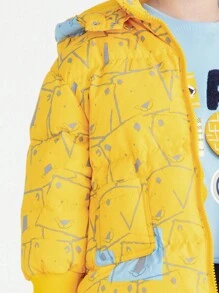 Annil 儿童服装：男童、小童、连帽、中长款冬季羽绒服 - 黃色 - 查看 3
