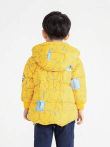 Annil 儿童服装：男童、小童、连帽、中长款冬季羽绒服 - 黃色 - 查看 2
