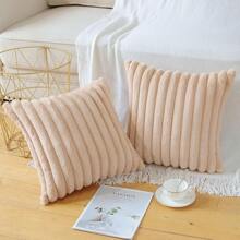 1 Pieza Cubierta De Cojín De Piel De Conejo Peluche Suave Color Albaricoque, Funda De Cojín Decorativa Moderna Para Sofá, Tela Suave Y Cómoda Antipelusa, Adecuada Para Decoración Del Hogar, Dormitorio Y Regalo De Vacaciones - Albaricoque - Ver 6