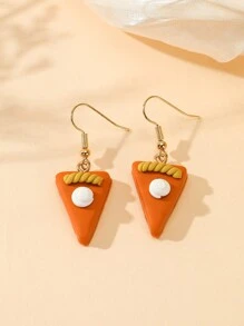 1對創意卡通手工軟陶模仿橙色三角形蛋糕感恩節裝飾耳環 - 橘色 - 查看 1