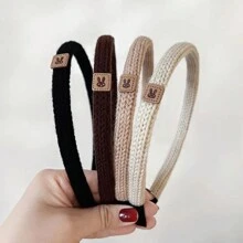 4pcs Girls' Cute Rabbit Ear & Knitted Hair Hoop For Daily Wear, Autumn/Winter - Multicolor - View 2