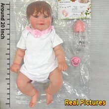 20英吋全身柔軟乳膠Maddie重生寶寶女孩，3D繪製膚色，新生兒嬰兒玩偶生日禮物女孩（頭帶隨機贈送）