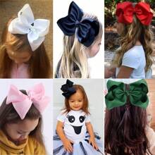2 Pièces/paquet De Pinces À Cheveux Blanches De 8 Pouces (20cm), Gros Nœuds De Cheveux Pour Filles, Boutique De Tout-petits, Ruban Gros-grain, Gros Nœuds, Pinces Crocodile, Accessoires De Cheveux Pour Enfants